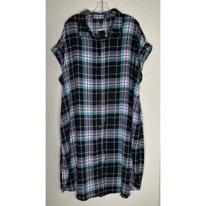 Torrid Shirt Dress Womens 2X 18-20 Plaid Button Front NWT Pockets Casual Tunic